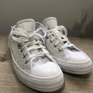 White Woven Converse Sneakers